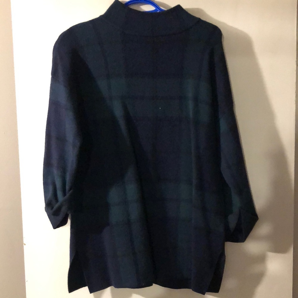 Mock neck long sweater, 3/4 length sleeves